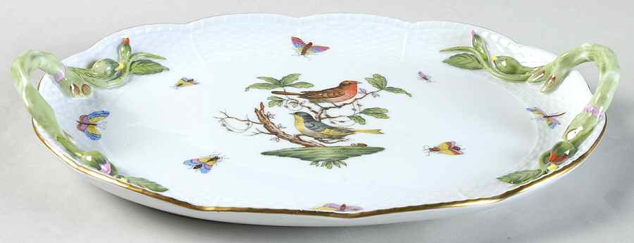 Rothschild Bird (RO) 11" Oval Handled Tray by Herend-1
