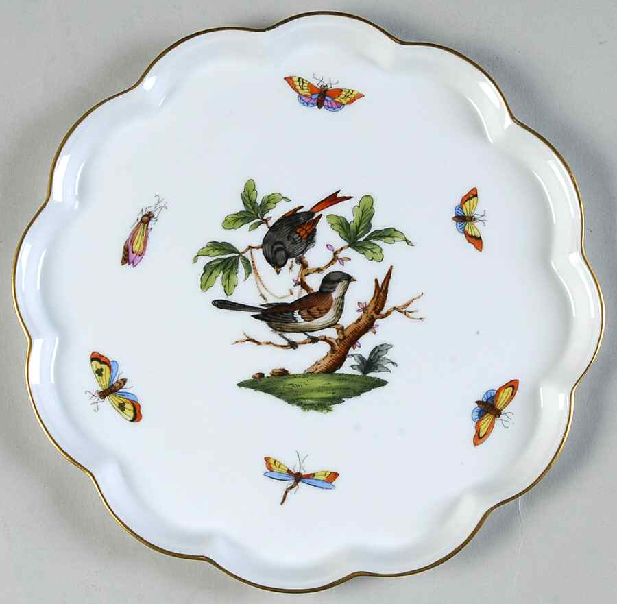 Rothschild Bird (RO) 6" Scalloped Tray by Herend-1
