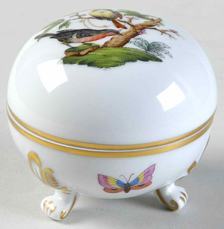 Rothschild Bird (RO) 2" Round Bon Bon & Lid by Herend-1