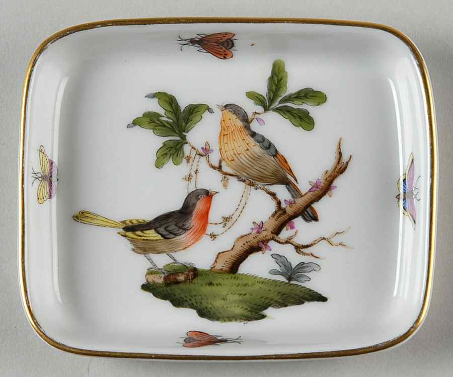 Rothschild Bird (RO) 3" Rectangular Ashtray by Herend-1