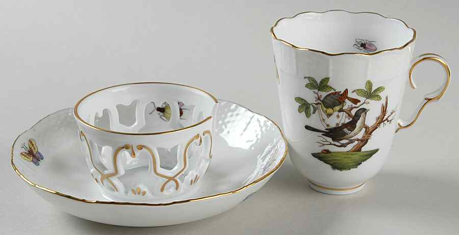 Rothschild Bird (RO) Trembleuse Cup & Saucer Set by Herend-1