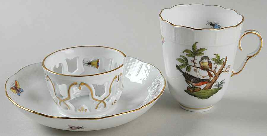 Rothschild Bird (RO) Trembleuse Cup & Saucer Set by Herend-1