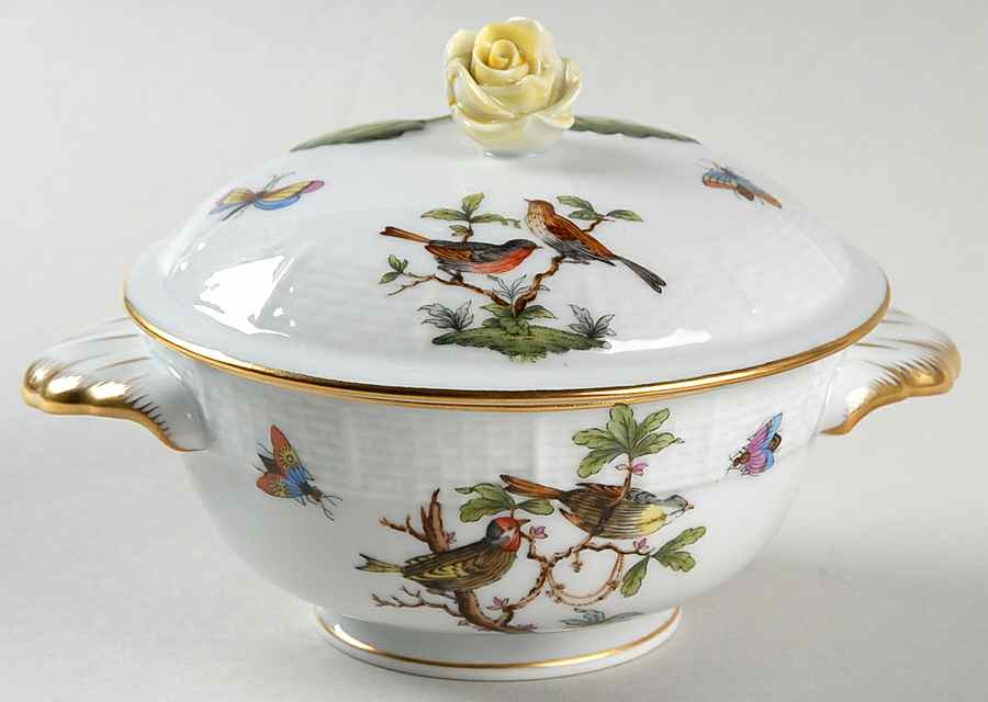 Rothschild Bird (RO) Cream Soup Bowl & Lid Set by Herend-1