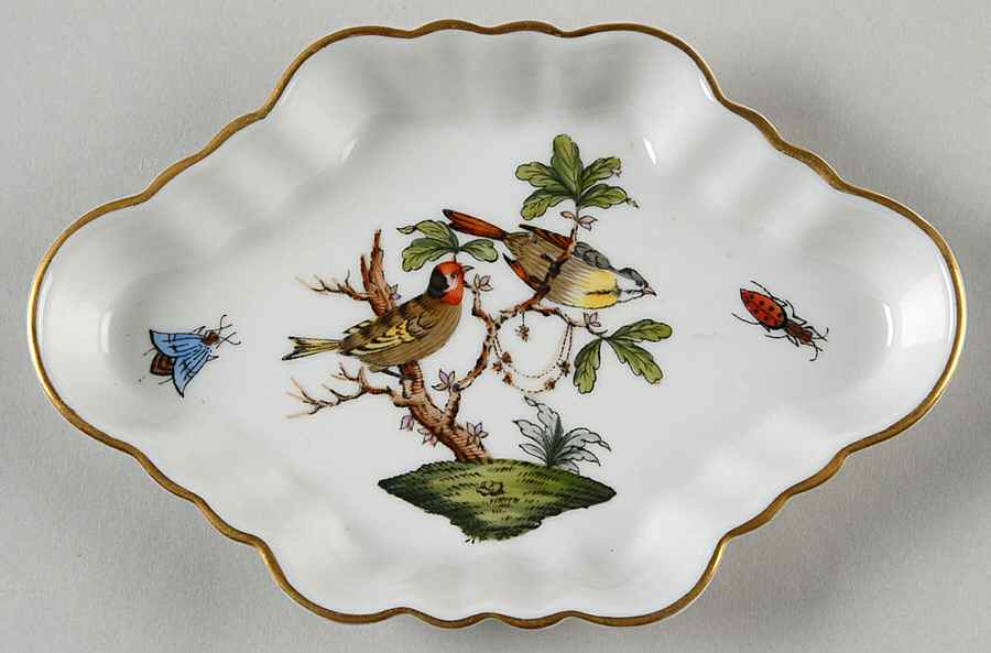Rothschild Bird (RO) 5" Oblong Ashtray by Herend-1