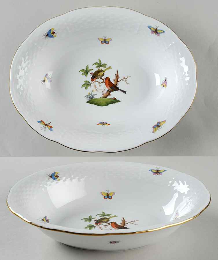 Rothschild Bird (RO) 10" Oval Vegetable Bowl by Herend-1