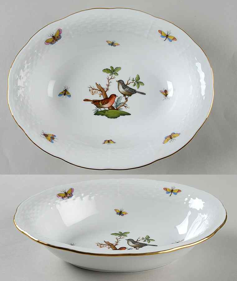 Rothschild Bird (RO) 10" Oval Vegetable Bowl by Herend-1
