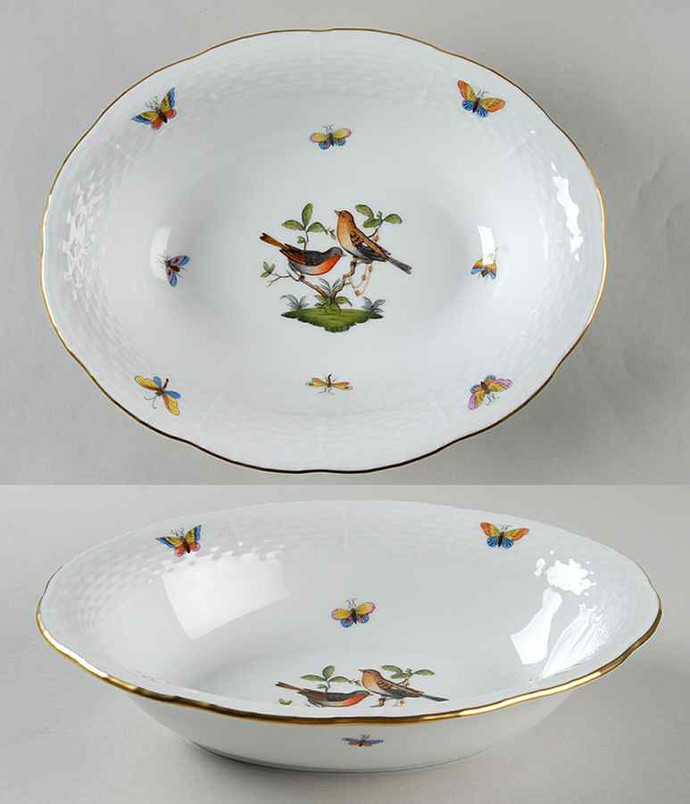 Rothschild Bird (RO) 10" Oval Vegetable Bowl by Herend-1