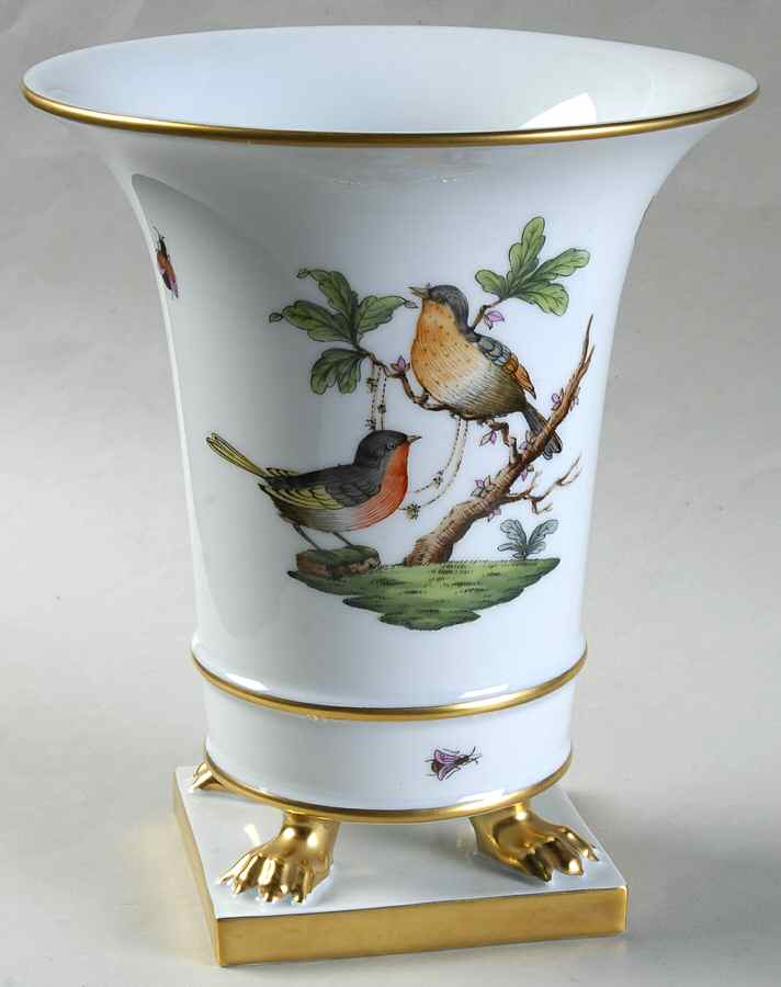 Rothschild Bird (RO) 7" Claw Footed Urn Vase by Herend-1