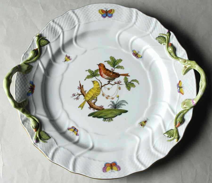 Rothschild Bird (RO) 12" Handled Chop Plate (Round Platter) by Herend-1