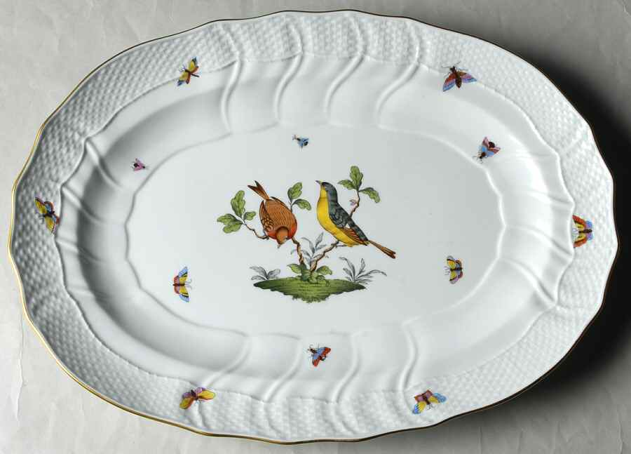 Rothschild Bird (RO) 15" Oval Serving Platter by Herend-1