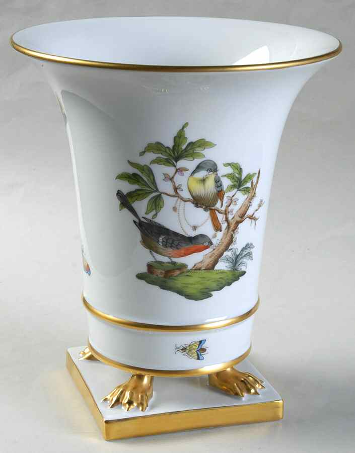 Rothschild Bird (RO) 7" Claw Footed Urn Vase by Herend-1
