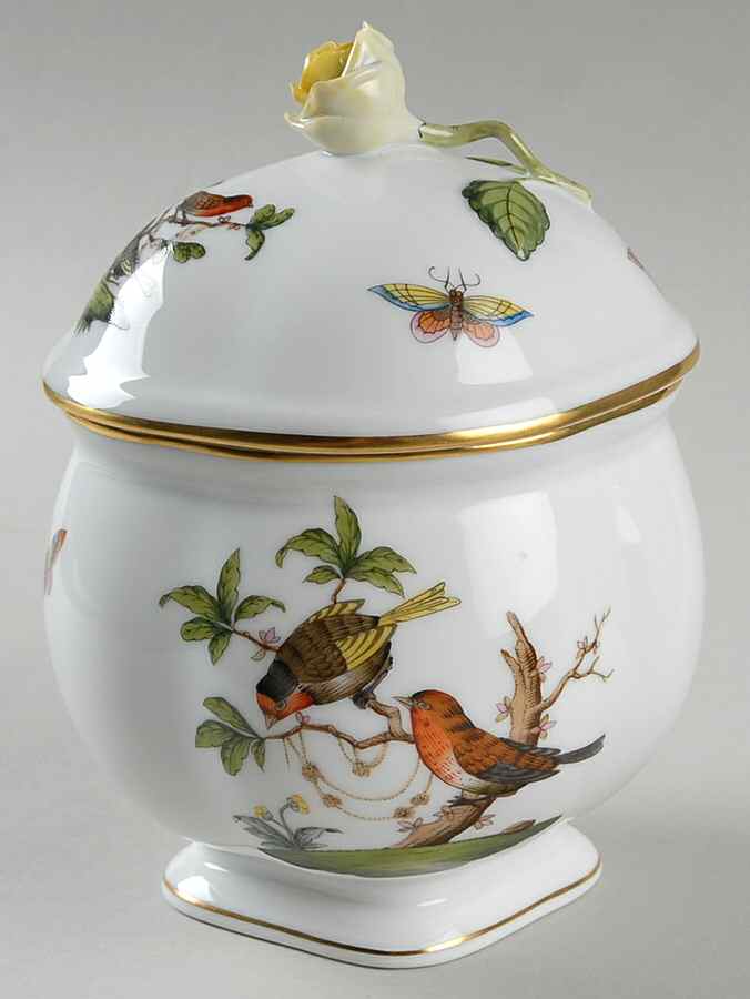 Rothschild Bird (RO) 4" Footed Candy Box & Lid by Herend-1