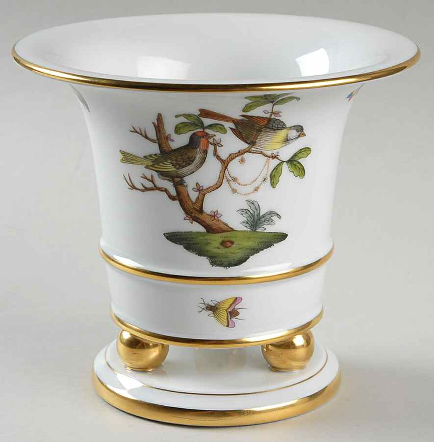 Rothschild Bird (RO) 5" Ball Footed Vase by Herend-1