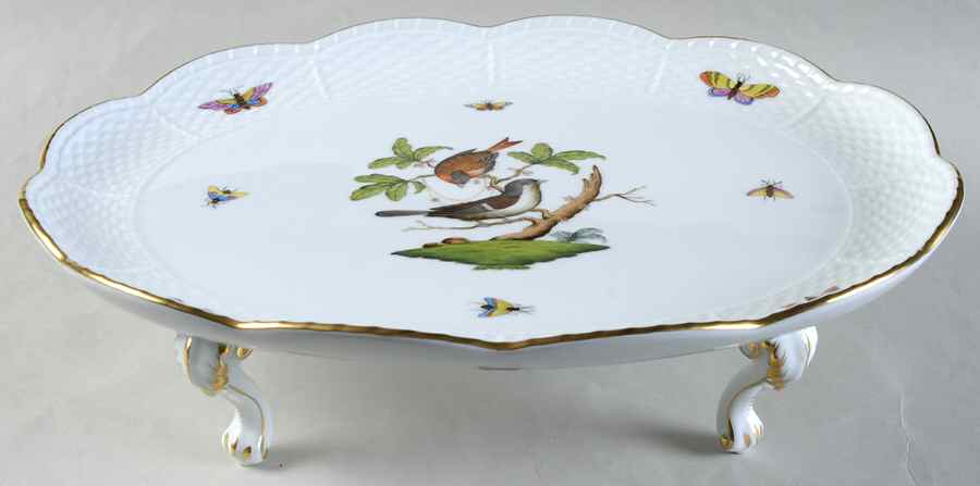 Rothschild Bird (RO) 12" Oval Four Toed Tray by Herend-1