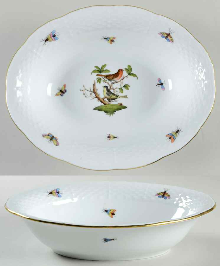 Rothschild Bird (RO) 10" Oval Vegetable Bowl by Herend-1