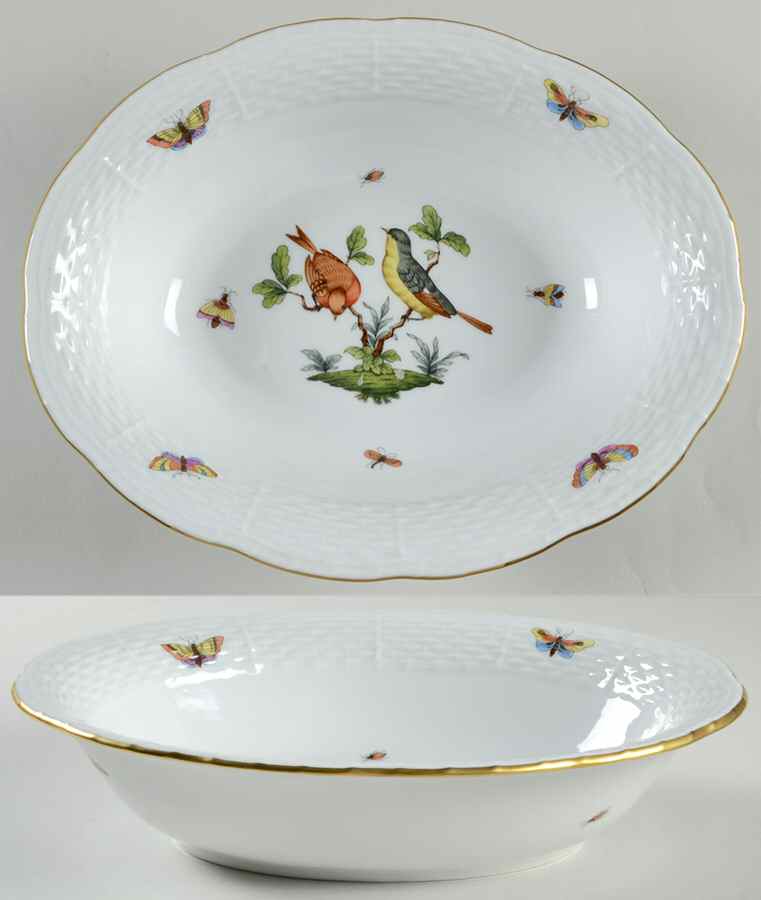 Rothschild Bird (RO) 10" Oval Vegetable Bowl by Herend-1