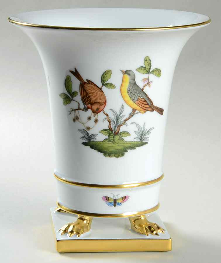 Rothschild Bird (RO) 7" Claw Footed Urn Vase by Herend-1