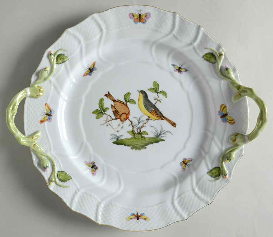 Rothschild Bird (RO) 12" Handled Chop Plate (Round Platter) by Herend-1