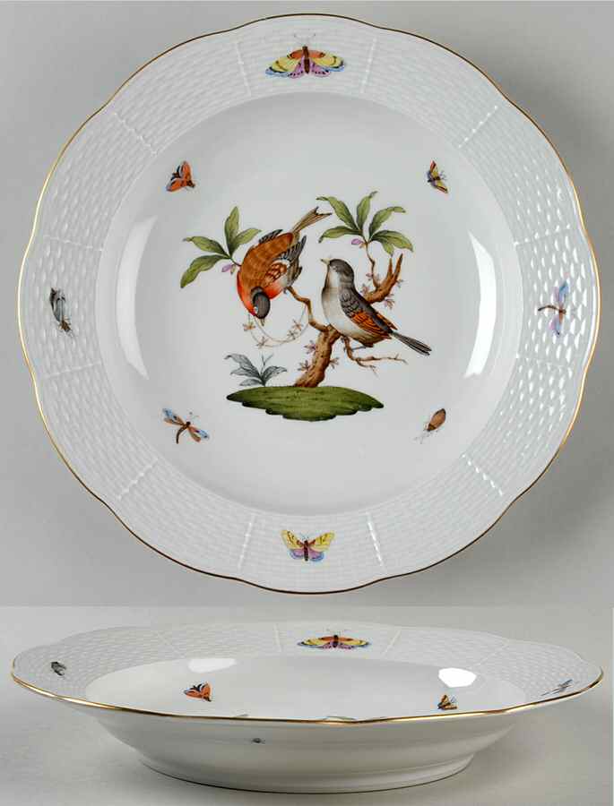 Rothschild Bird (RO) Large Rim Soup Bowl by Herend-1