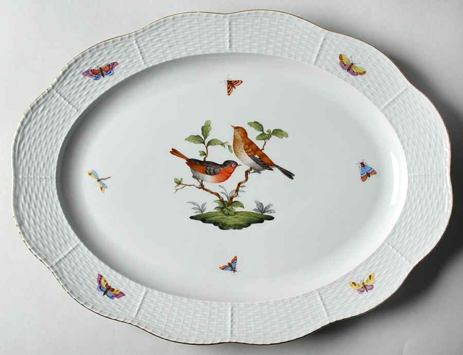Rothschild Bird (RO) 14" Oval Serving Platter by Herend-1