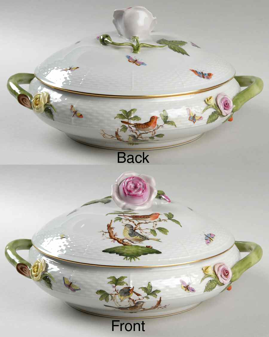 Rothschild Bird (RO) Shallow Round Covered Vegetable by Herend-1