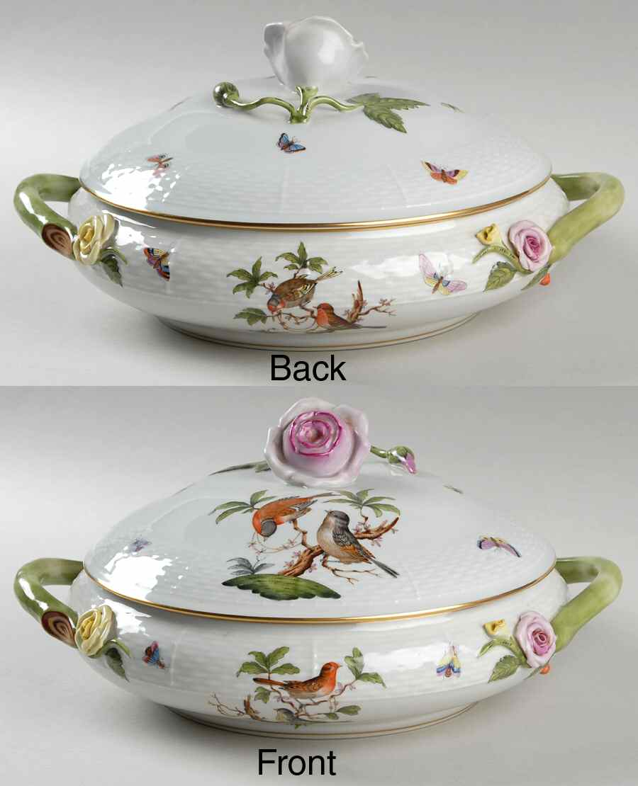 Rothschild Bird (RO) Shallow Round Covered Vegetable by Herend-1