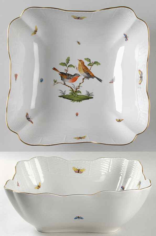 Rothschild Bird (RO) 10" Square Salad Serving Bowl by Herend-1