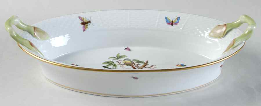 Rothschild Bird (RO) Oval Handled Bread Dish by Herend-1