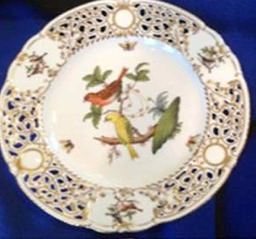 Rothschild Bird (RO) 9" Pierced Plate by Herend-1