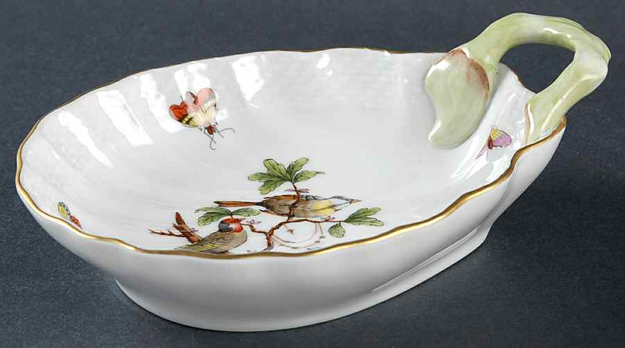 Rothschild Bird (RO) 6" Handled Shell Shaped Dish by Herend-1