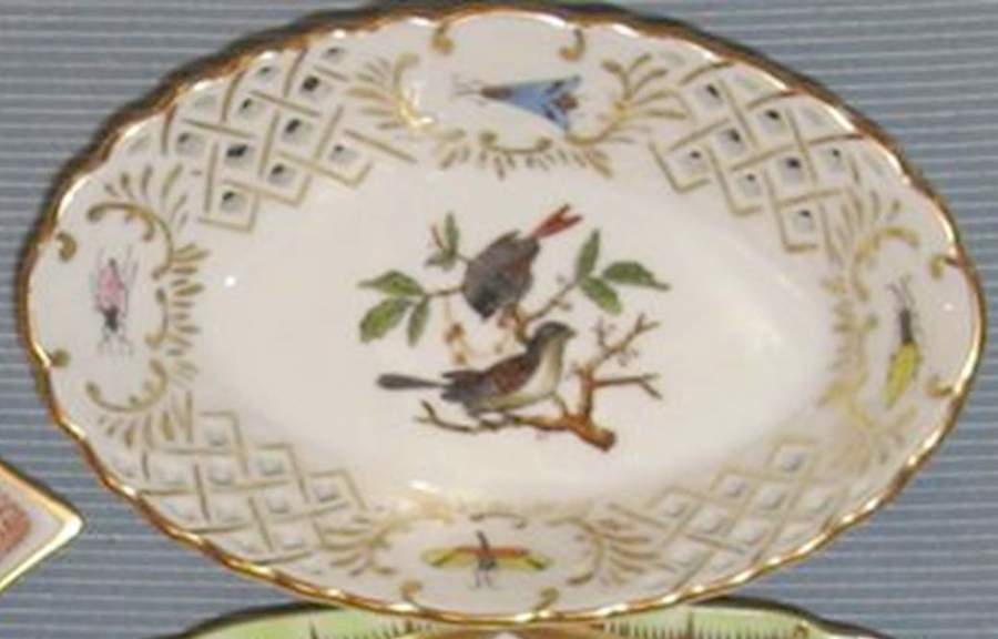 Rothschild Bird (RO) Pierced Nut Dish by Herend-1