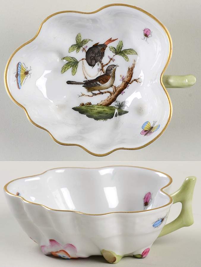 Rothschild Bird (RO) 4" Leaf Dish by Herend-1