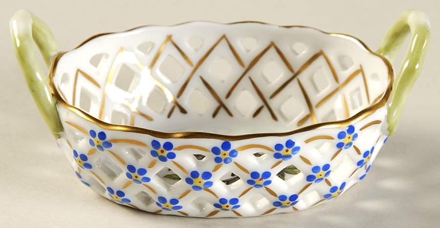 Rothschild Bird (RO) 3" Oval Open Weave Basket by Herend-1