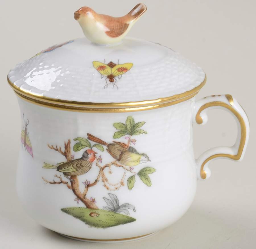 Rothschild Bird (RO) Pot de Creme (2 Pc)-Lid & Base by Herend-1