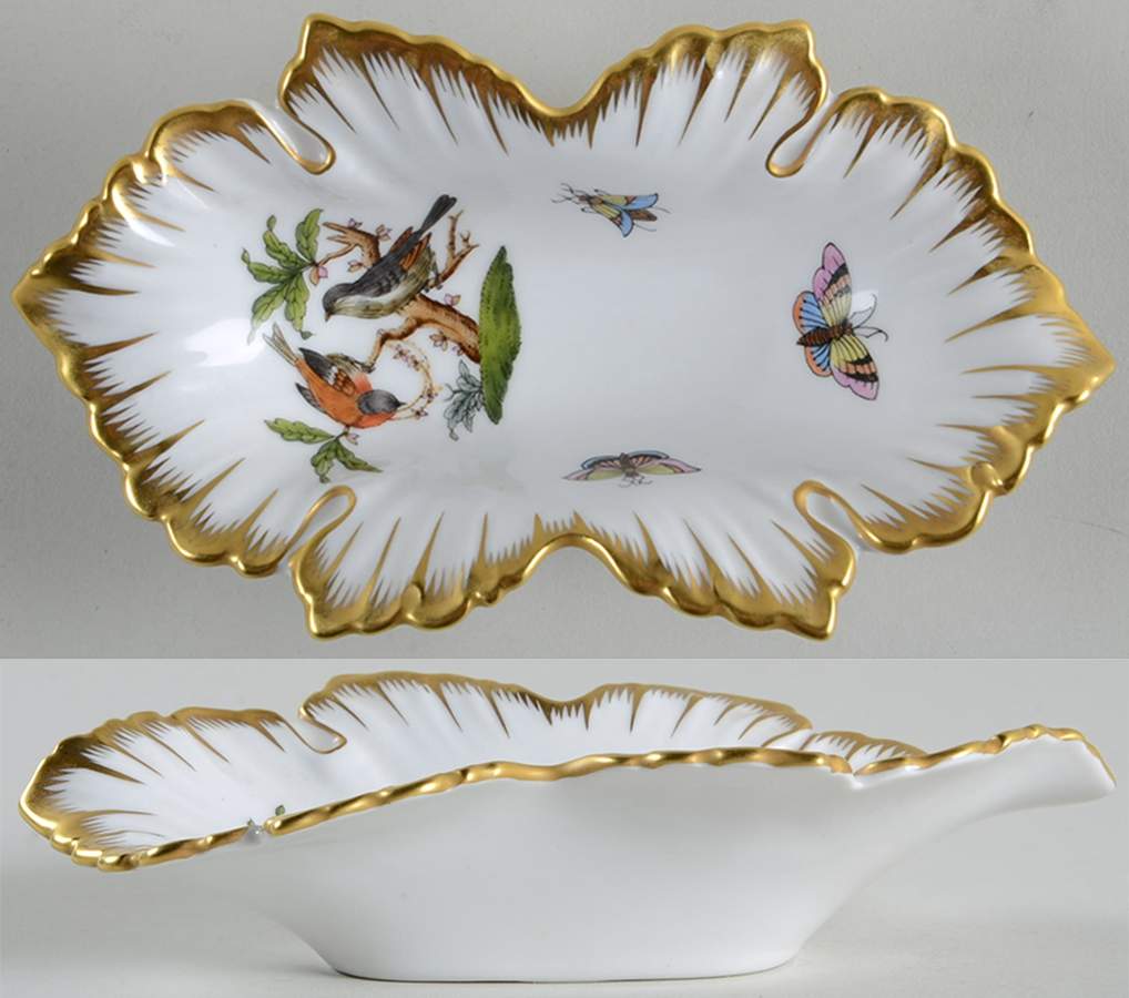 Rothschild Bird (RO) 6" Leaf Dish by Herend-1