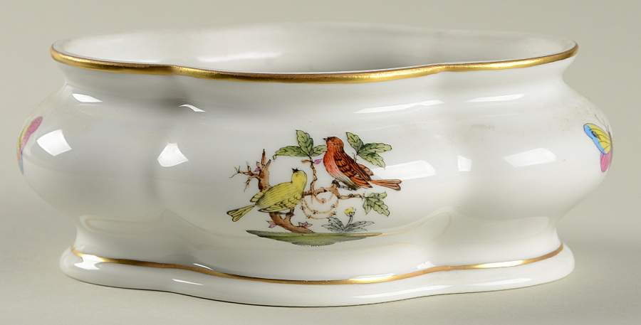 Rothschild Bird (RO) 4" Oval Candy Box No Lid by Herend-1