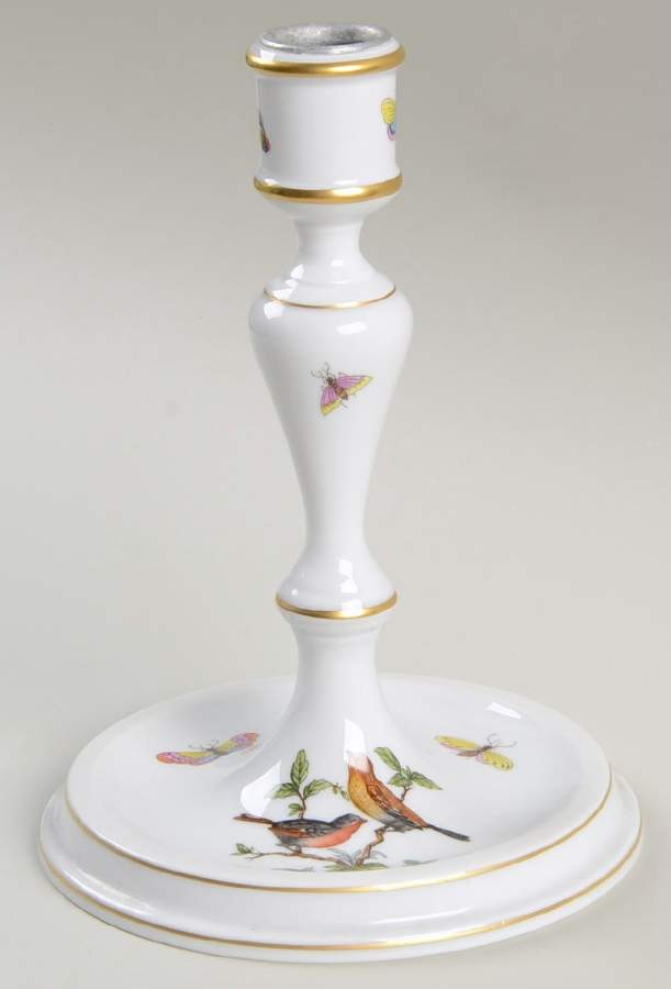 Rothschild Bird (RO) 7" Candlestick/Base w/Metal Insert (for 2Lt Candle by Herend-1