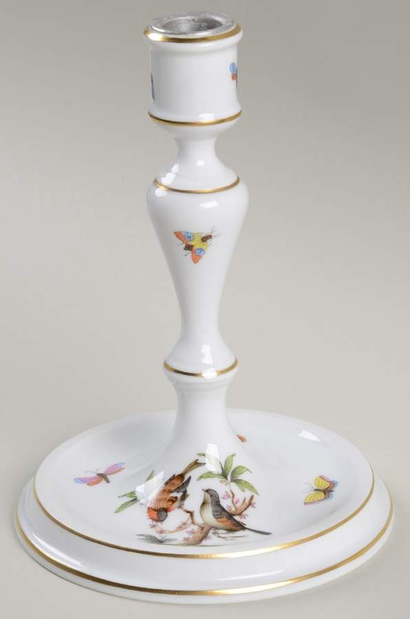 Rothschild Bird (RO) 7" Candlestick/Base w/Metal Insert (for 2Lt Candle by Herend-1