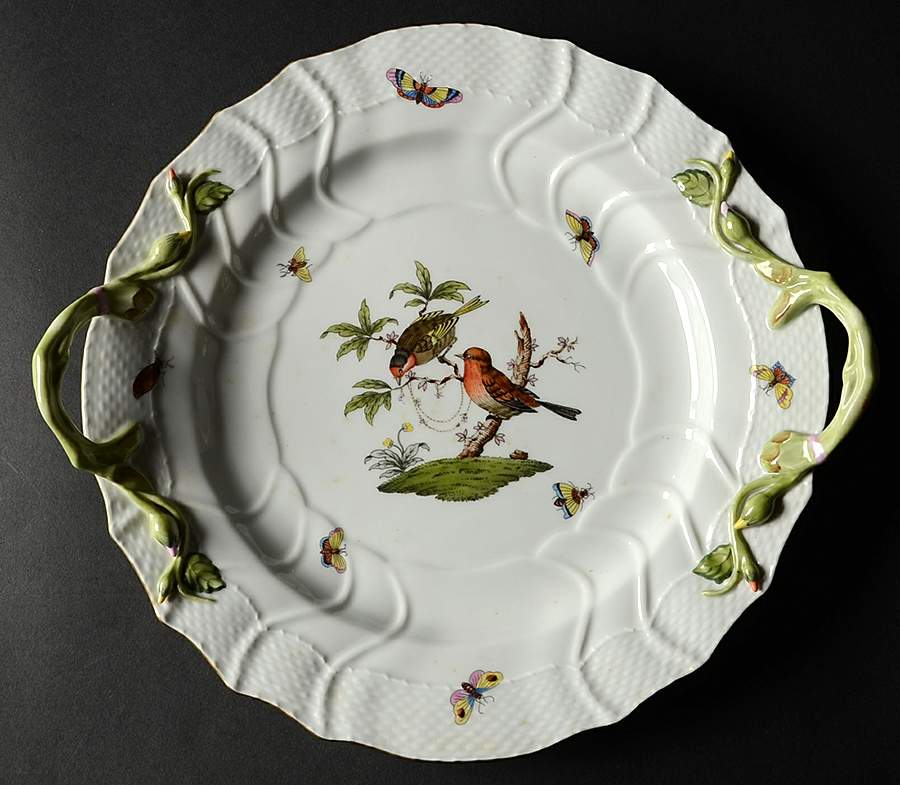 Rothschild Bird (RO) 12" Handled Chop Plate (Round Platter) by Herend-1