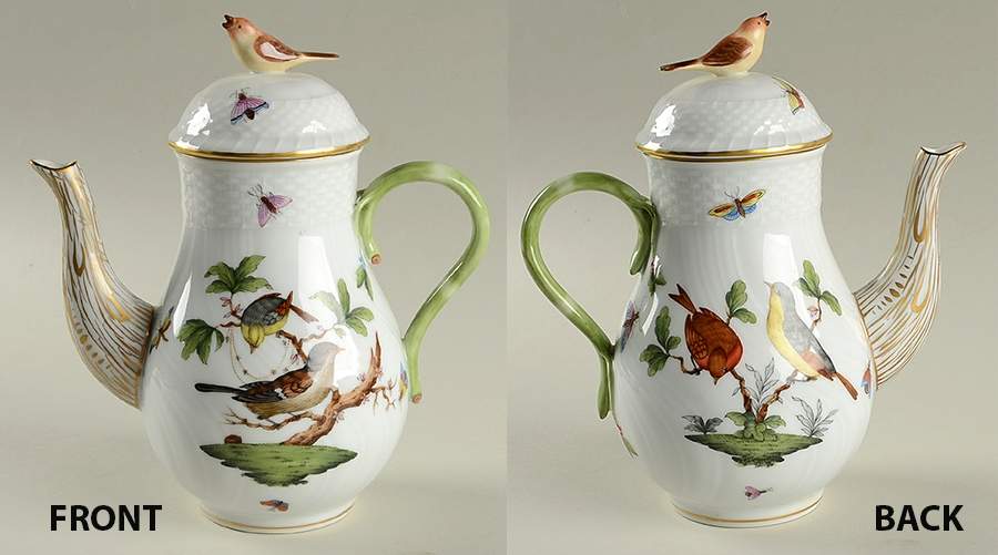 Rothschild Bird (RO) Mini Coffee Pot & Lid by Herend-1