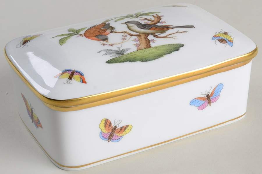 Rothschild Bird (RO) Cigarette Box & Lid by Herend-1