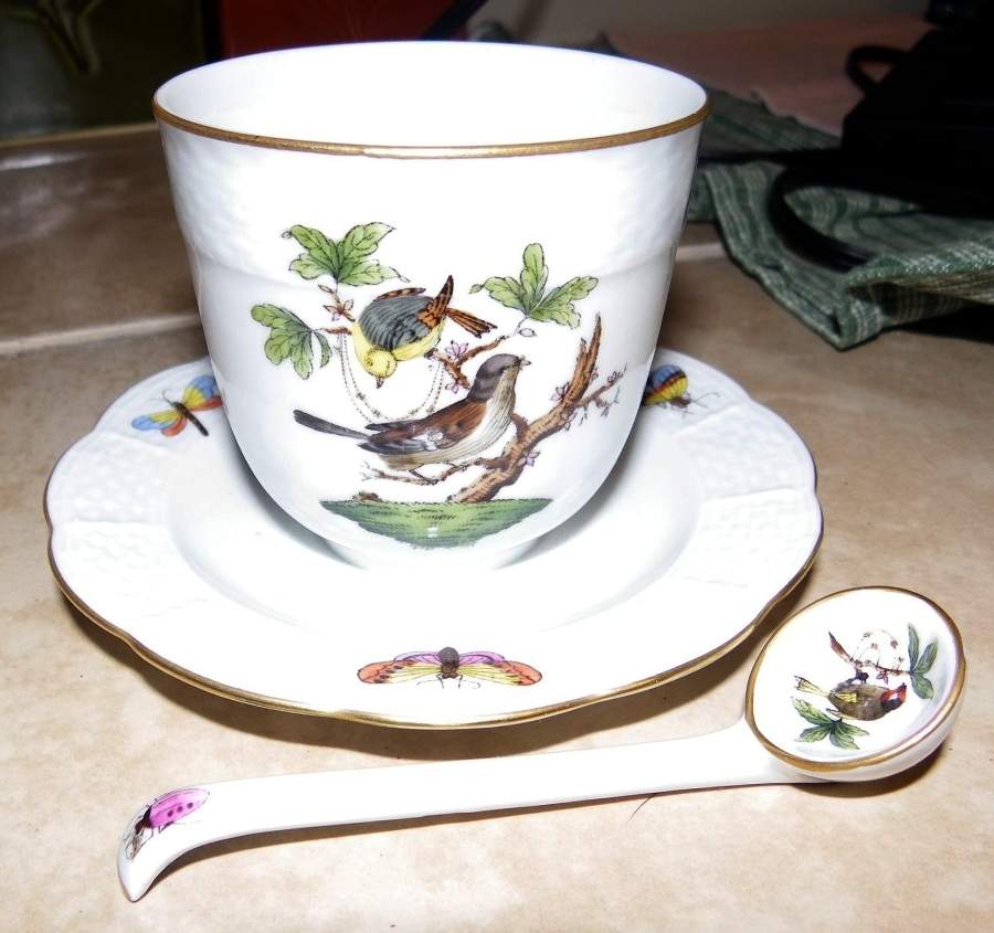 Rothschild Bird (RO) Cream/Mayonnaise Ladle Solid Piece by Herend-1