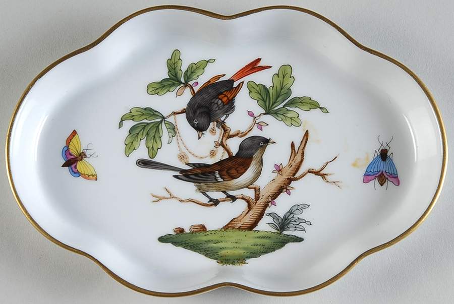 Rothschild Bird (RO) 5" Scalloped Tray by Herend-1