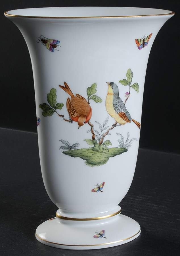 Rothschild Bird (RO) 9" Oval Vase by Herend-1