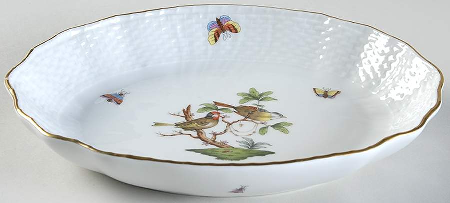 Rothschild Bird (RO) 8" Oval Vegetable Bowl by Herend-1