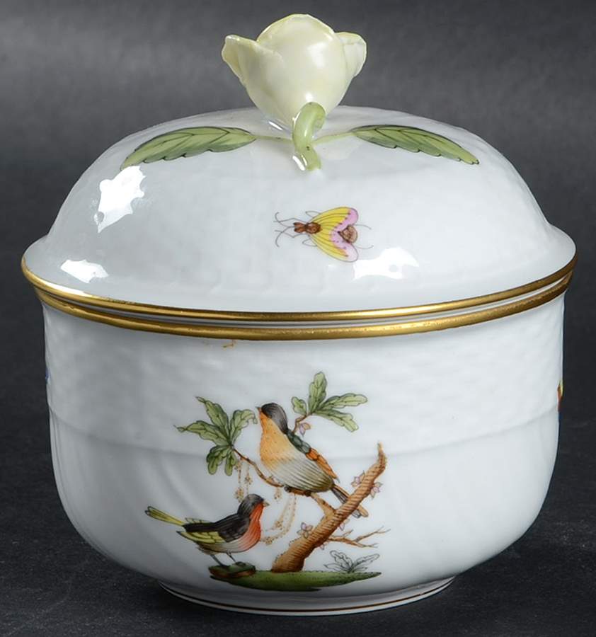 Rothschild Bird (RO) Mini Sugar Bowl & Lid by Herend-1