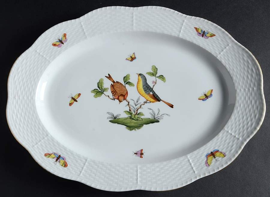 Rothschild Bird (RO) 13" Oval Serving Platter by Herend-1