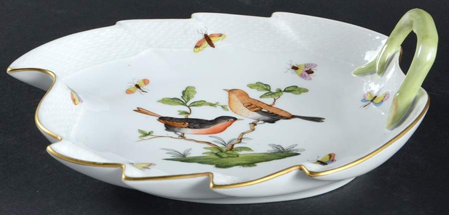 Rothschild Bird (RO) 9" Leaf Dish by Herend-1