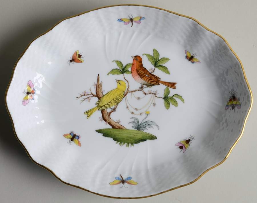Rothschild Bird (RO) 8" Oval Vegetable Bowl by Herend-1