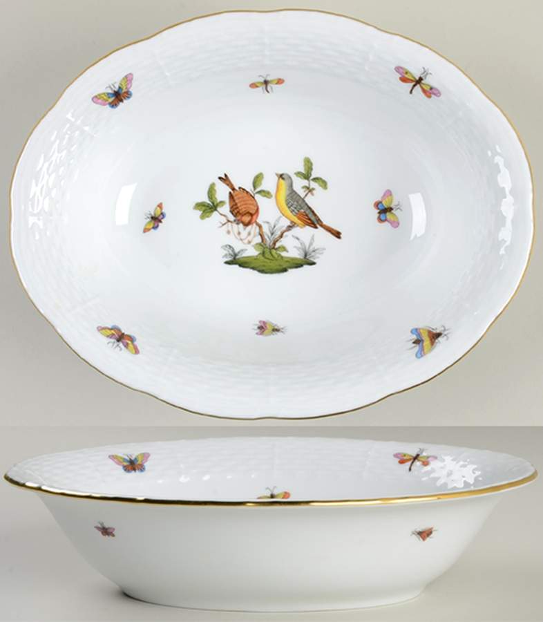 Rothschild Bird (RO) 10" Oval Vegetable Bowl by Herend-1